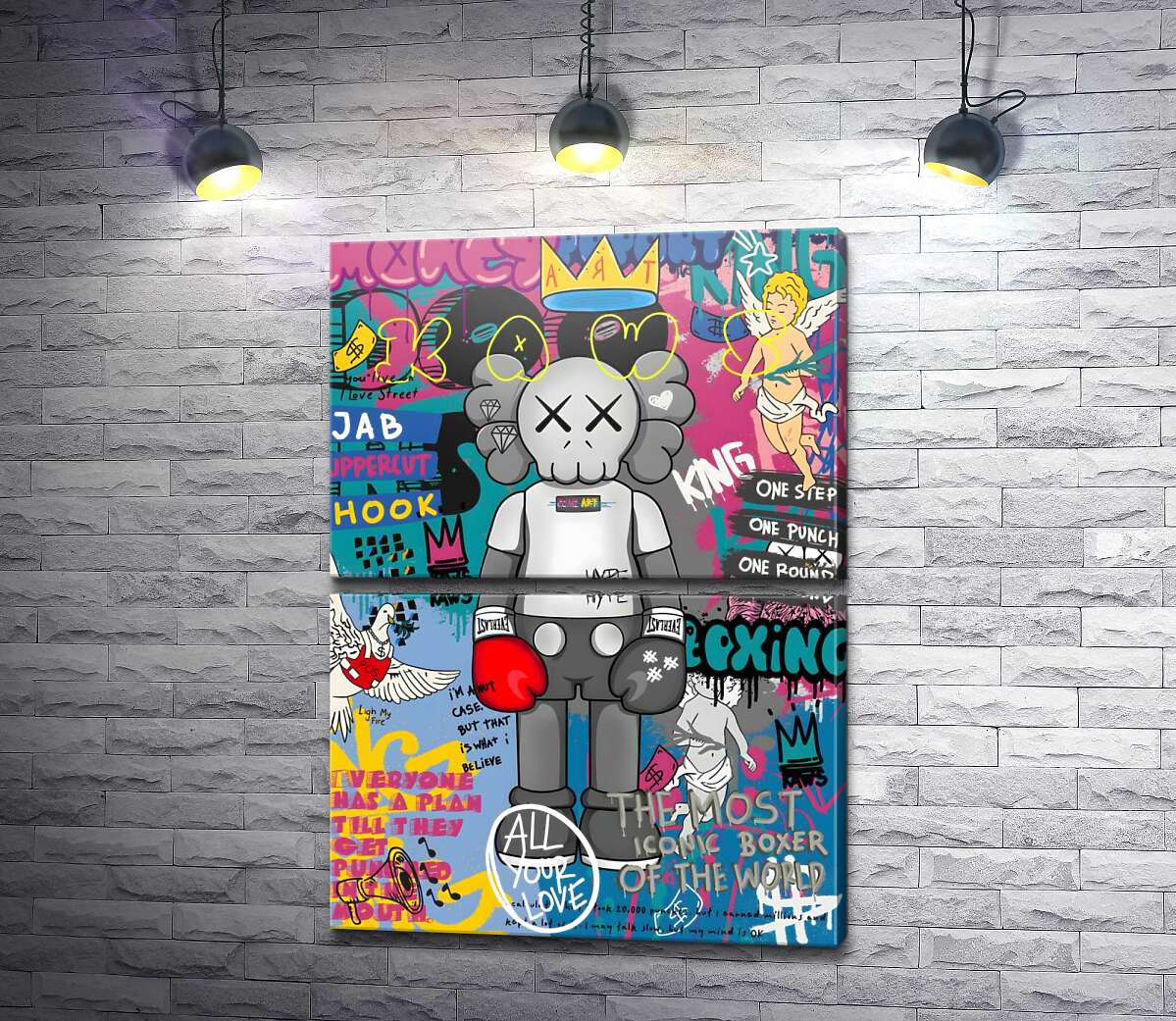 модульна картина Kaws персонаж у рукавичках у стилі поп-арт (Модуль №7)