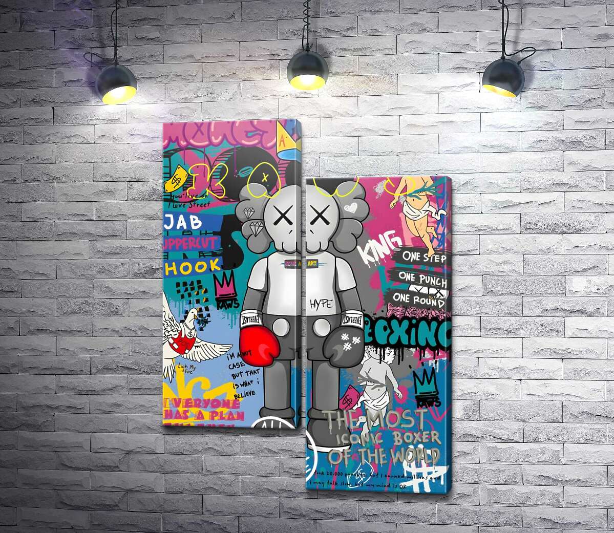 модульна картина Kaws персонаж у рукавичках у стилі поп-арт (Модуль №9)