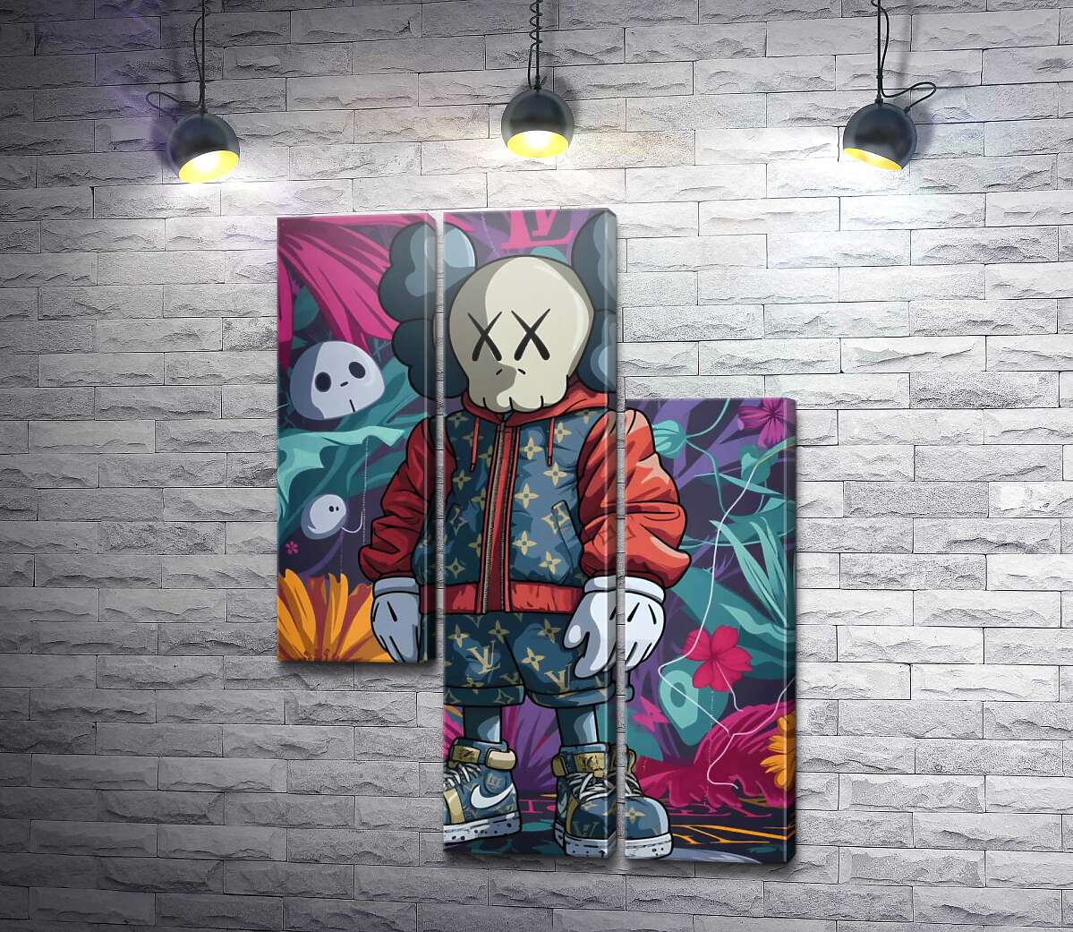 модульная картина Стильный персонаж Kaws (Модуль №13)