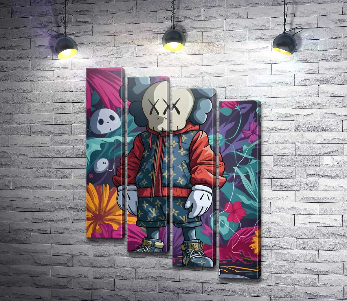 модульная картина Стильный персонаж Kaws (Модуль №19)