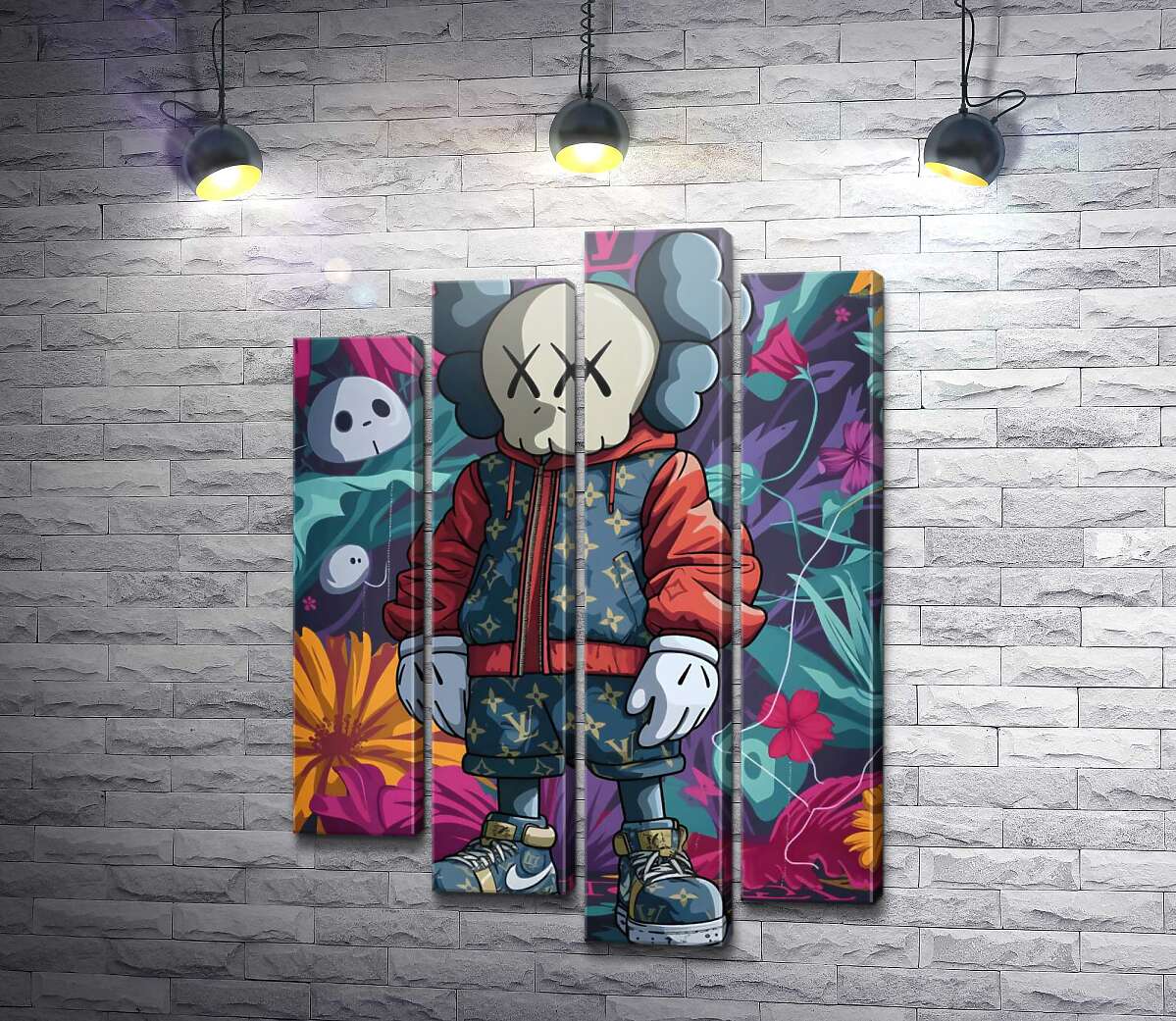 модульная картина Стильный персонаж Kaws (Модуль №3)