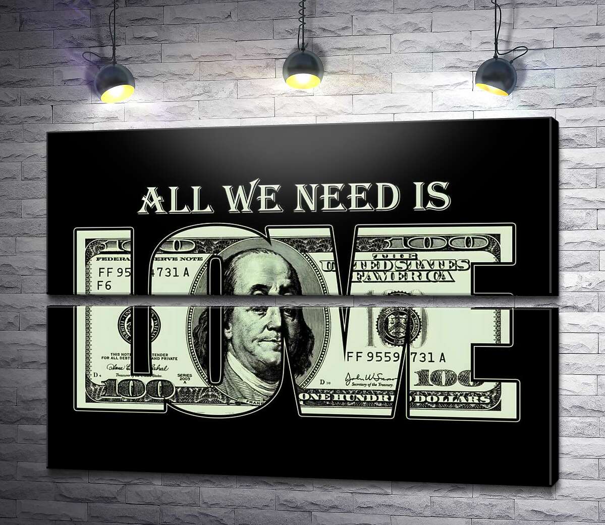 модульна картина 100 доларів: All we need is love (Модуль №7)