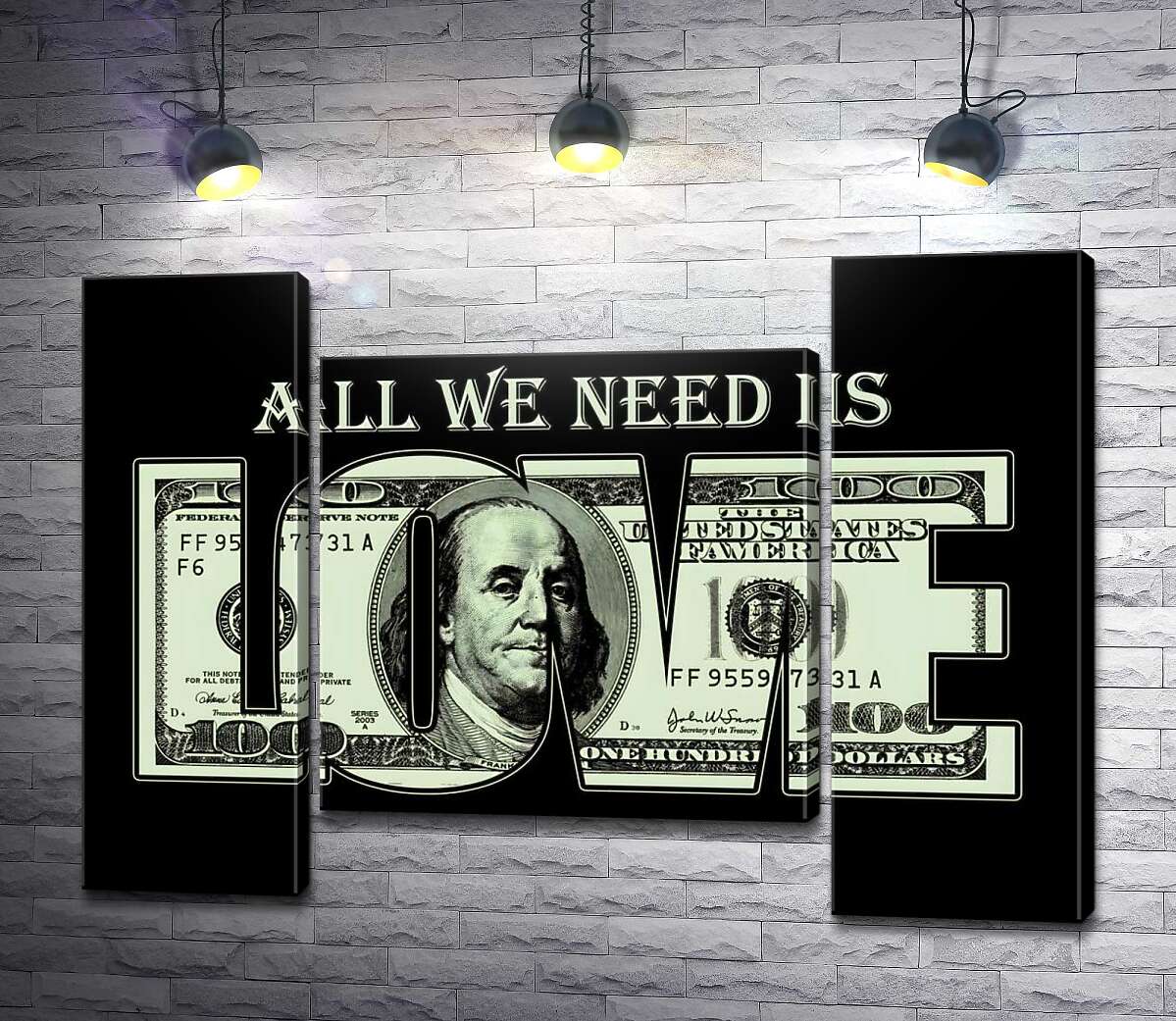 модульна картина 100 доларів: All we need is love (Модуль №11)