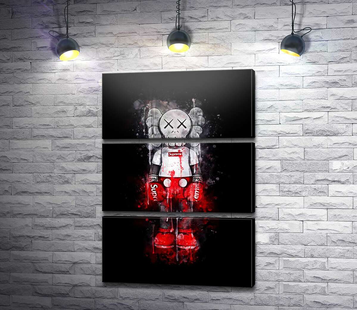 модульная картина Kaws в стиле Supreme (Модуль №15)