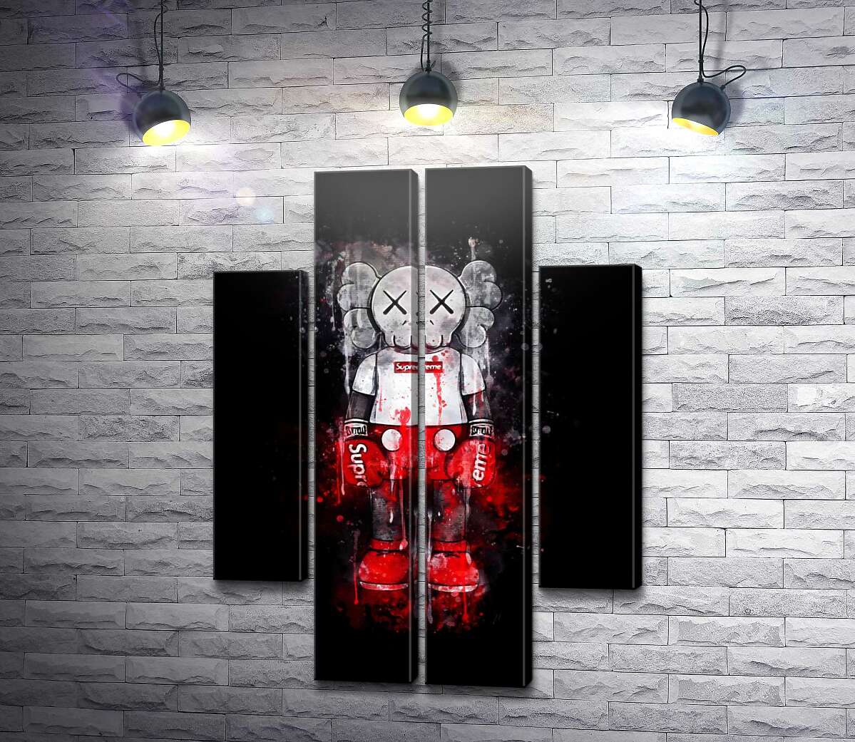 модульная картина Kaws в стиле Supreme (Модуль №20)
