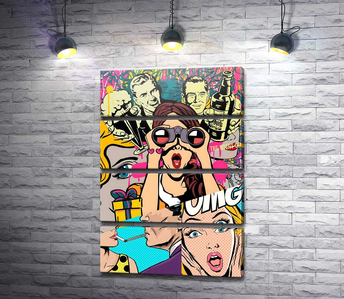 модульна картина Пивний плакат з поп-арт персонажами (Модуль №22)