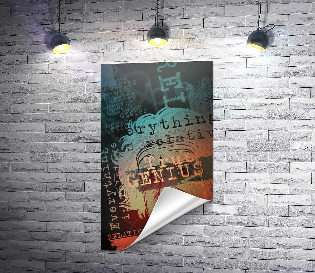 печать True Genius - арт плакат с Эйнштейном