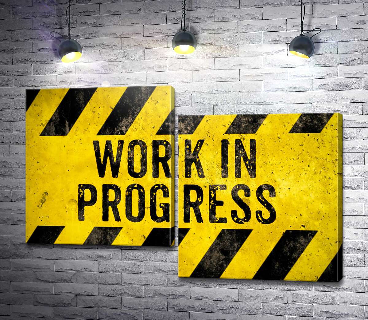 модульная картина Вывеска "Work in progress" (Модуль №9)