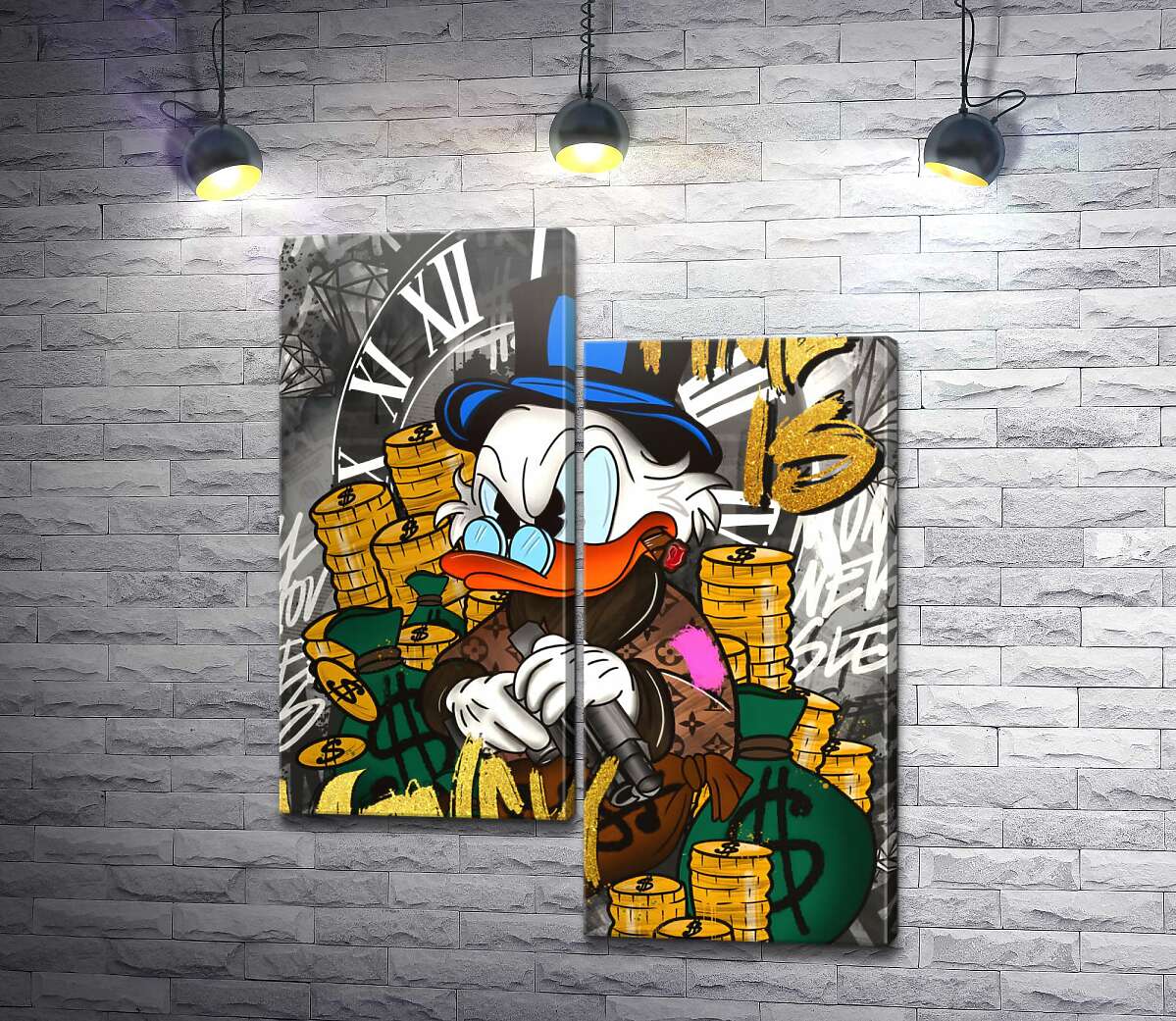 модульная картина Time is money: Гангстер Скрудж и деньги (Модуль №9)