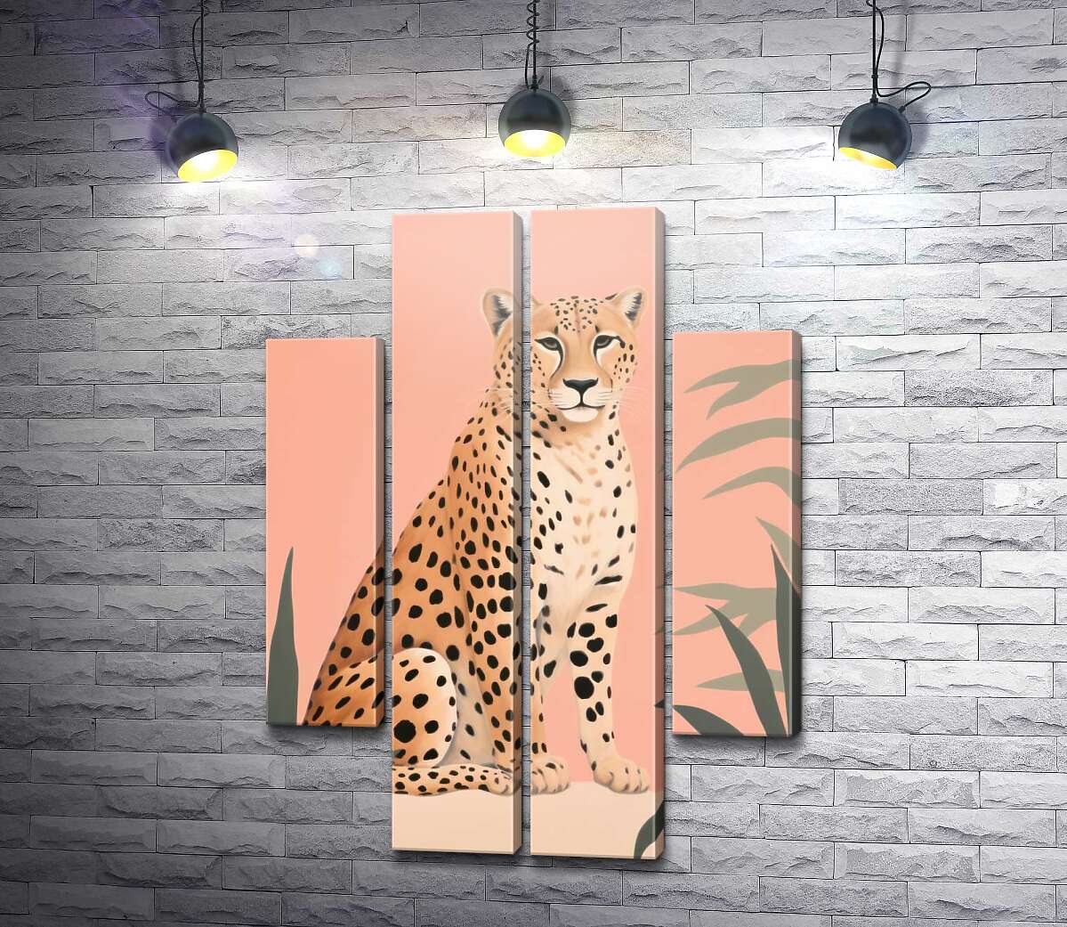 модульна картина Леопард на рожевому тлі (Модуль №20)