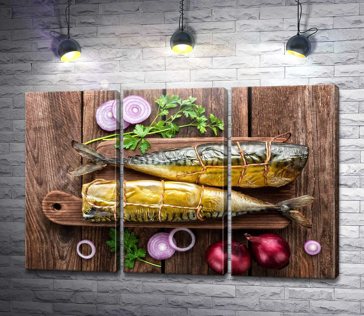 модульна картина Апетитна скумбрія на кухонній дошці (Модуль №2)