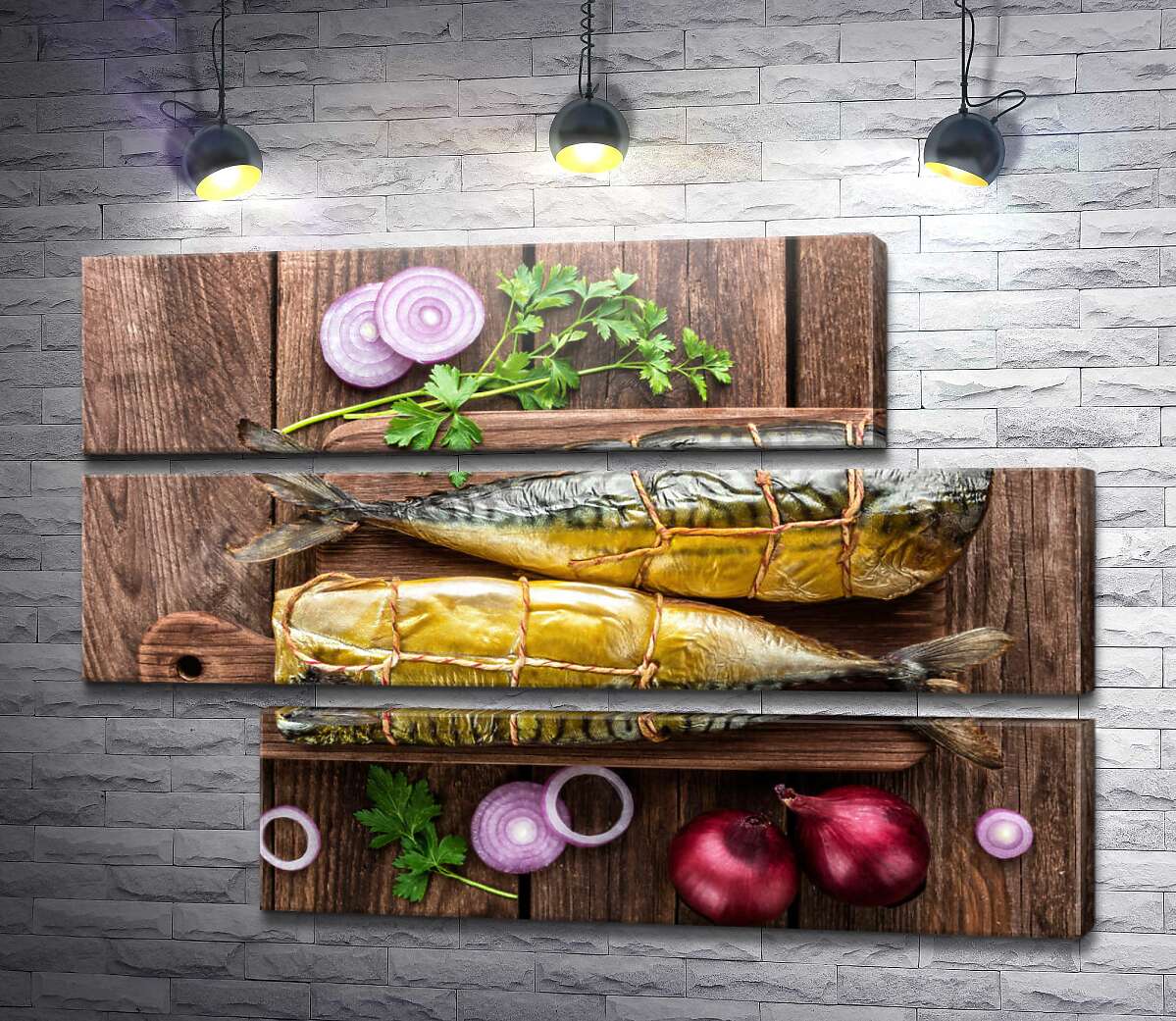 модульна картина Апетитна скумбрія на кухонній дошці (Модуль №16)