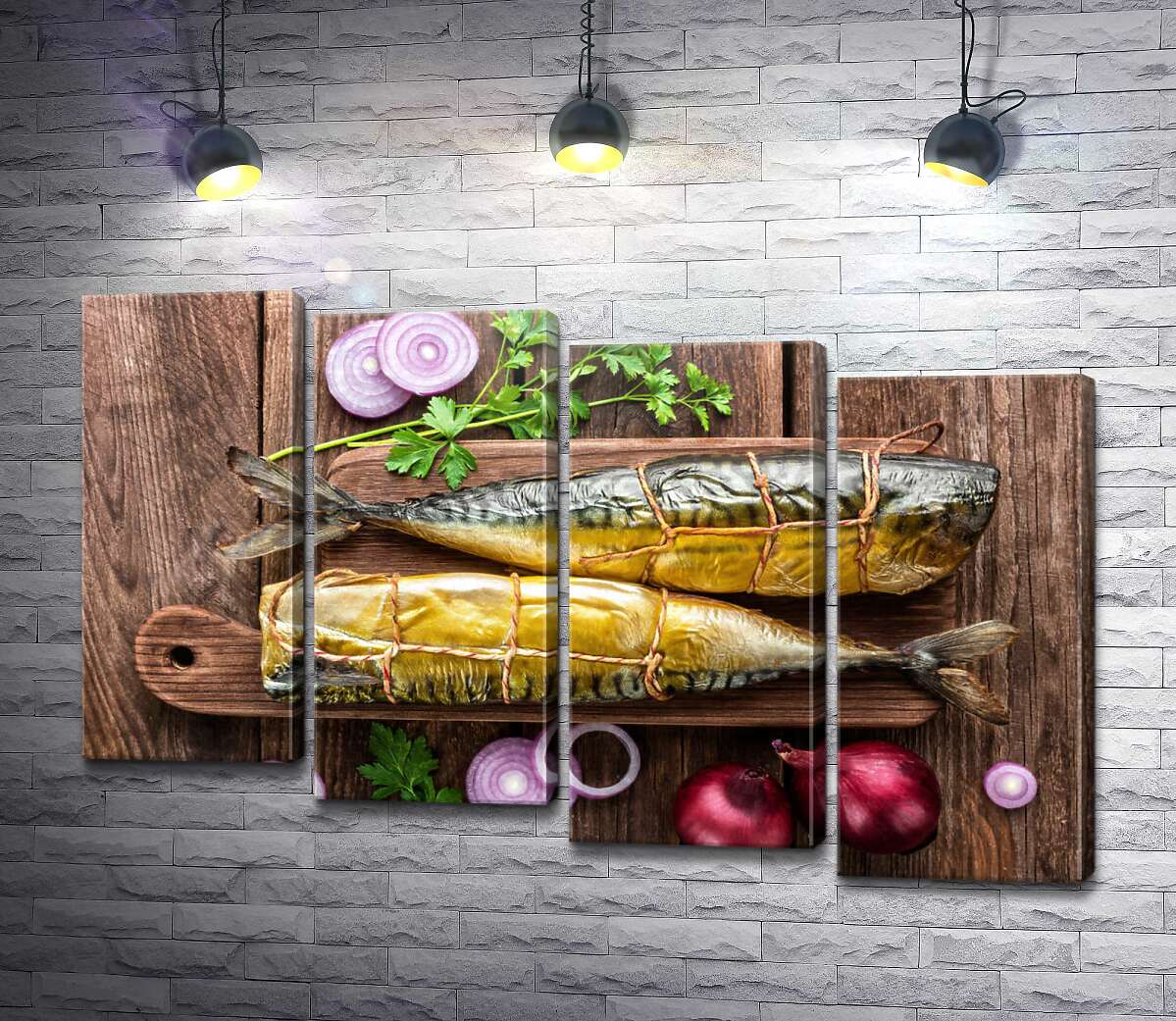 модульна картина Апетитна скумбрія на кухонній дошці (Модуль №19)