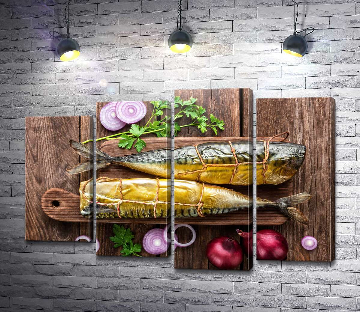 модульна картина Апетитна скумбрія на кухонній дошці (Модуль №3)
