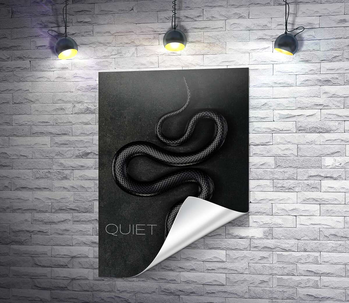 печать Quiet Moves - плакат с черной змеей