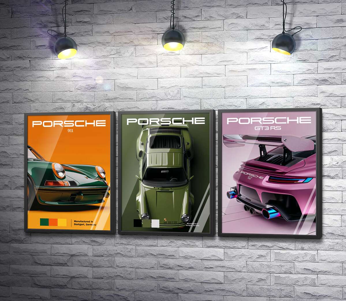 постер-колаж Три ракурси Porsche