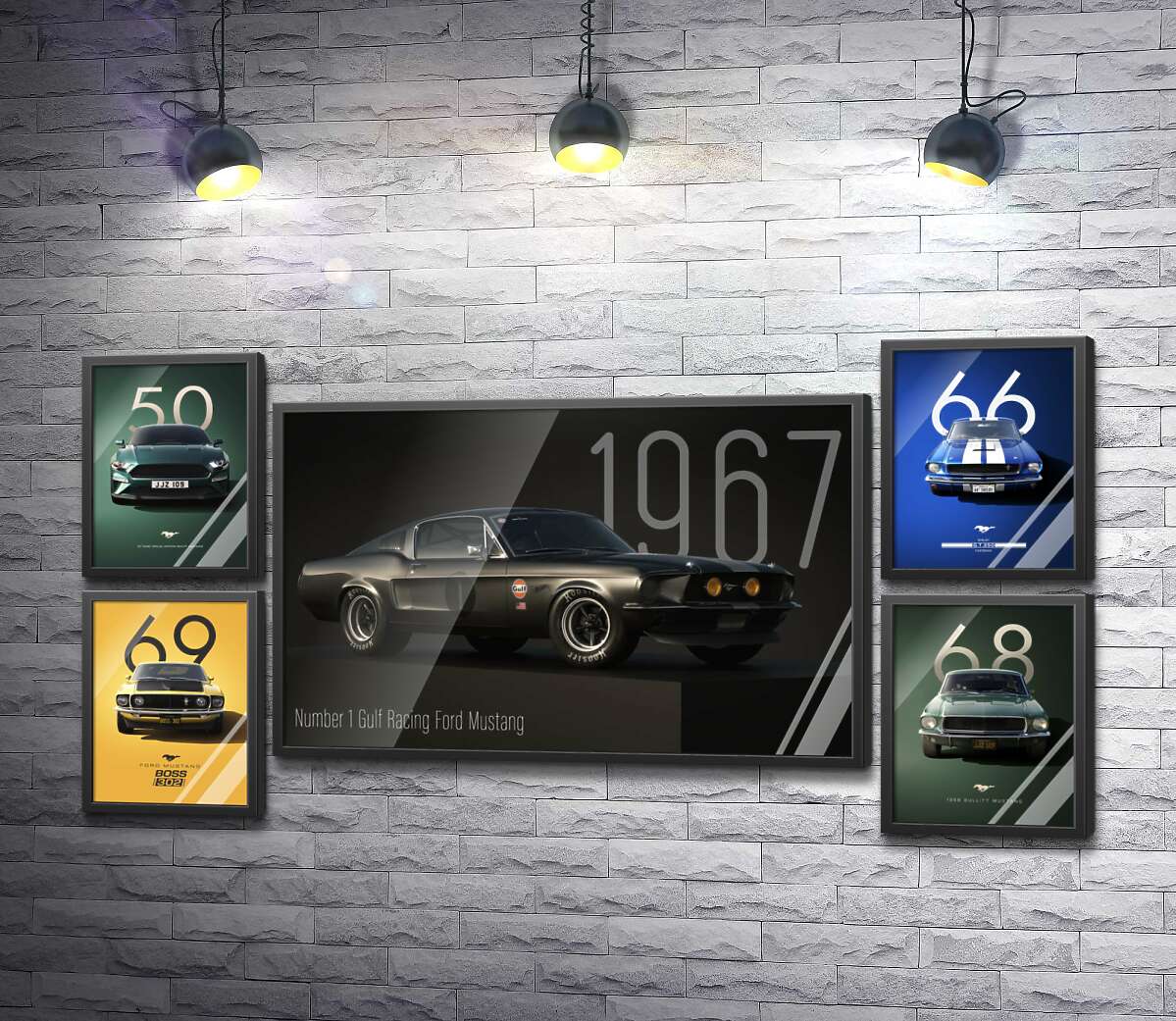 Постер коллаж Разные серии Ford Mustang