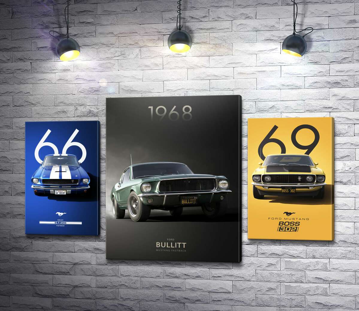Картина коллаж Три Ford Mustang